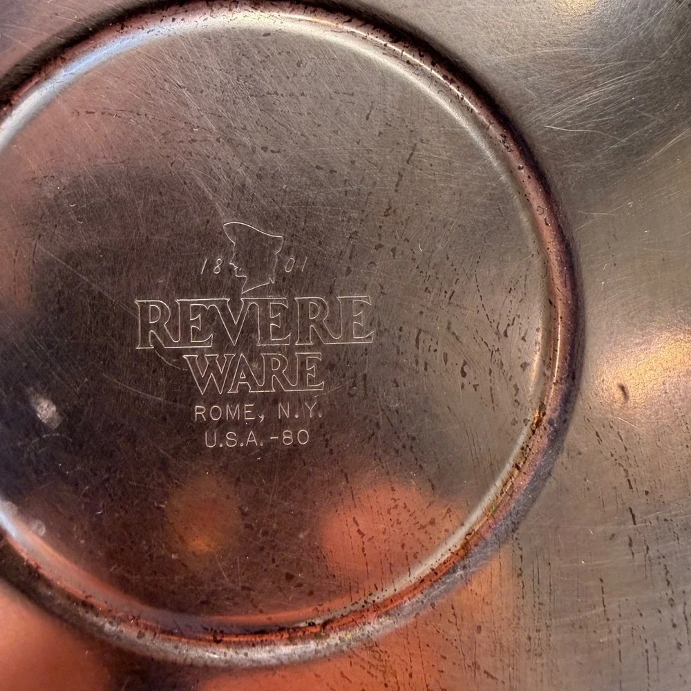 VTG Revere Ware 1801 Copper Bottom XL Tea Kettle Stainless Steel USA '80  5 QT